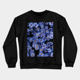 Gradient blue garden flowers pattern oil painting Crewneck Sweatshirt